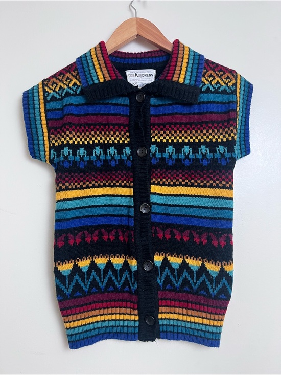 Tops - Vintage Collage Dress Korea Colorful Geometric Sweater Vest Size M